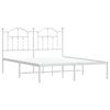 vidaXL Metal Bed Frame without Mattress with Headboard White 150x200cm