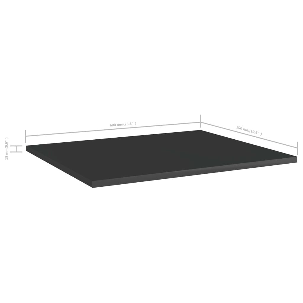 vidaXL Bookshelf Boards 4 pcs High Gloss Black 60x50x1.5 cm Engineered Wood