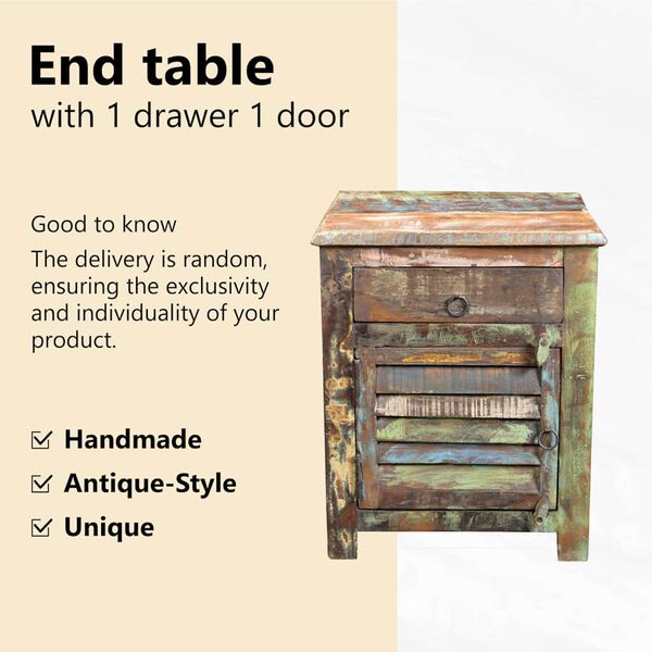 vidaXL End Table with 1 Drawer 1 Door Reclaimed Wood