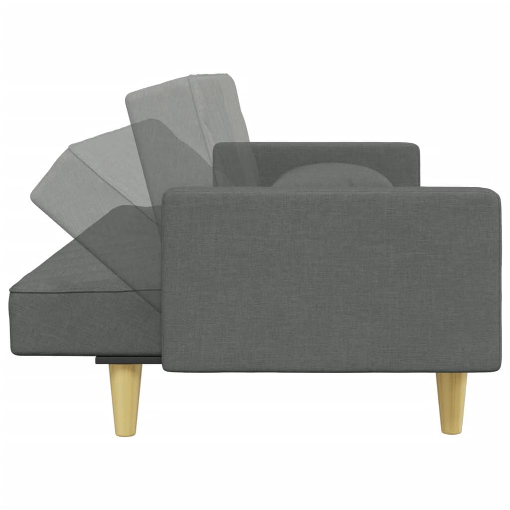 vidaXL 2-Seater Sofa Bed with Pillows and Footstool Dark Grey Fabric