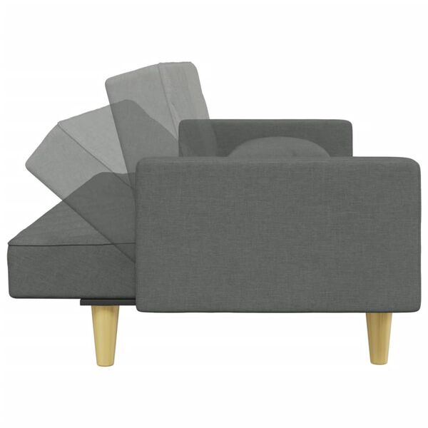 vidaXL 2-Seater Sofa Bed with Pillows and Footstool Dark Grey Fabric