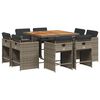 vidaXL 9 Piece Garden Dining Set with Cushions Grey Poly Rattan
