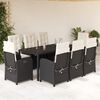 vidaXL 9 Piece Garden Dining Set with Cushions Black Poly Rattan