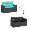 vidaXL 7 Piece Garden Sofa Set with Cushions Black Poly Rattan