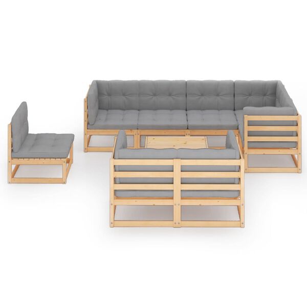 vidaXL 9 Piece Garden Lounge Set with Cushions Solid Pinewood