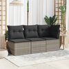 vidaXL Garden Sofa Corner with Cushions Grey Poly Rattan