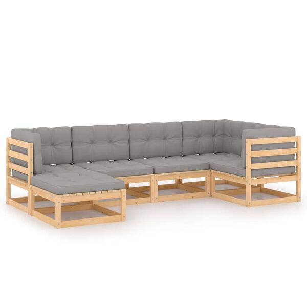 vidaXL 6 Piece Garden Lounge Set with Cushions Solid Pinewood