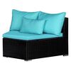 vidaXL 9 Piece Garden Lounge Set with Cushions Poly Rattan Blue