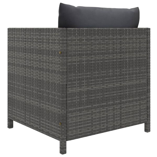 vidaXL 4 Piece Garden Sofa Set with Cushions Poly Rattan Grey