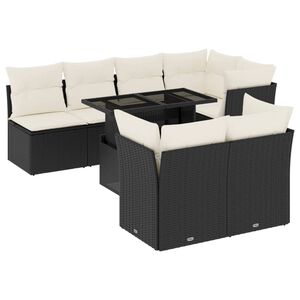 vidaXL 8 Piece Garden Sofa Set with Cushions Black Poly Rattan