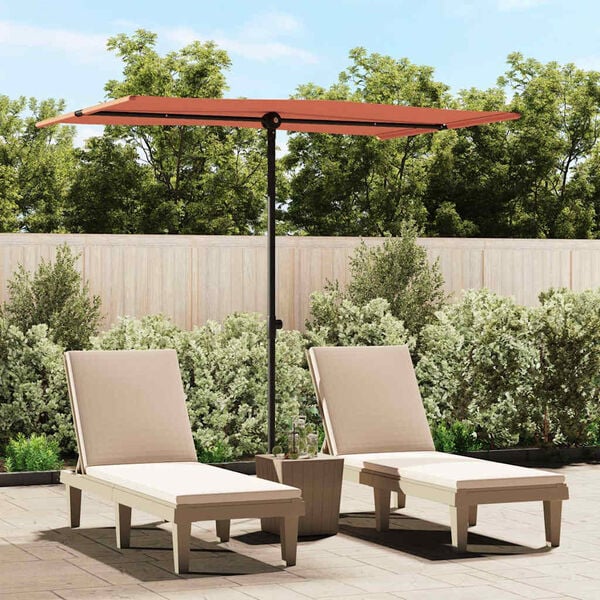 vidaXL Garden Parasol with Aluminium Pole 2x1.5 m Terracotta