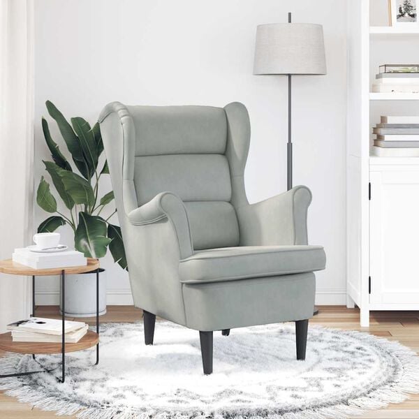 vidaXL Armchair Light Grey Velvet
