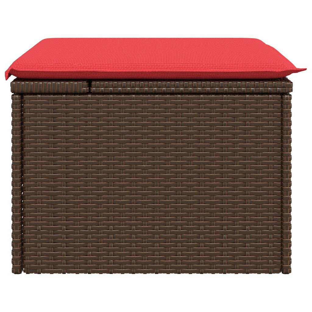 vidaXL Garden Stool with Cushion Brown 55x55x37 cm Poly Rattan