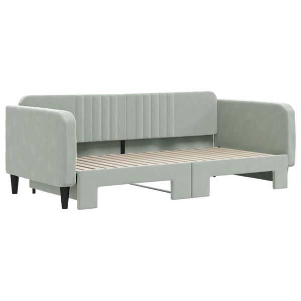 vidaXL Daybed with Trundle without Mattress Light Grey 100x190 cm Velvet