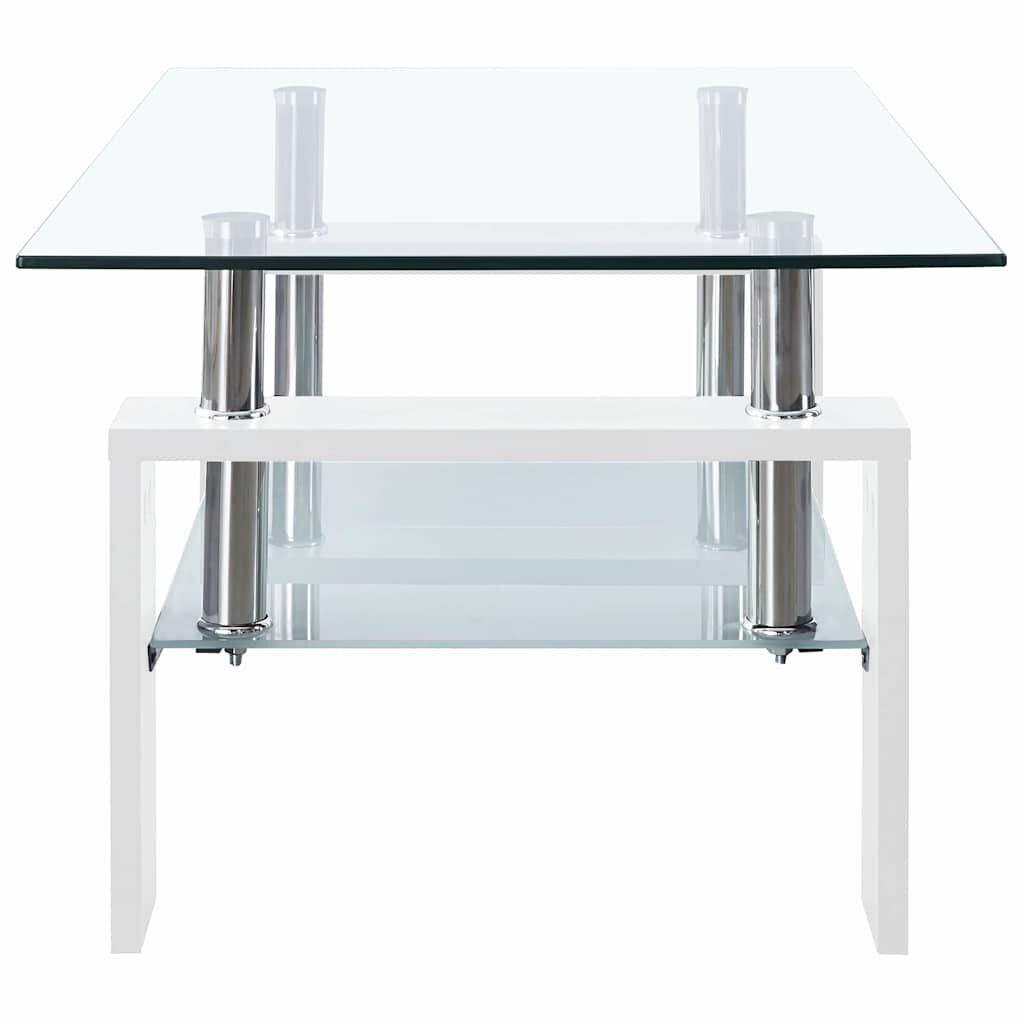 vidaXL Coffee Table White and Transparent 95x55x40 cm Tempered Glass