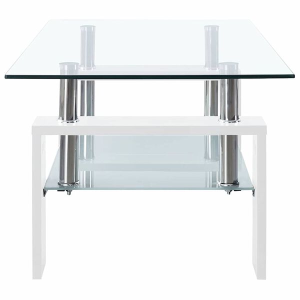vidaXL Coffee Table White and Transparent 95x55x40 cm Tempered Glass