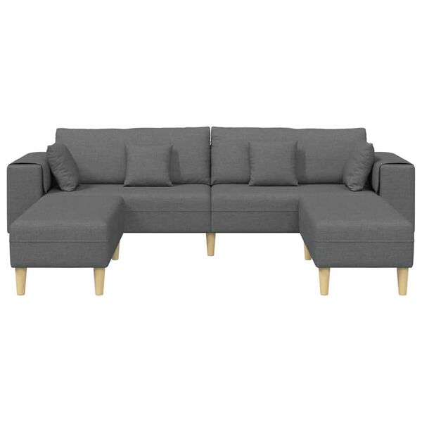 Fabric Sofa with Cushion 3 pcs Dark Grey 208 cm Fabric