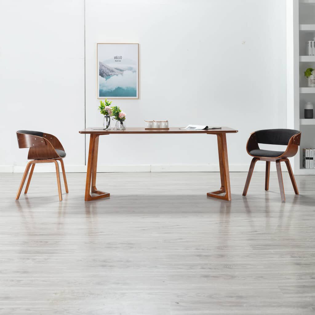 vidaXL Dining Chair Grey Bent Wood and Fabric