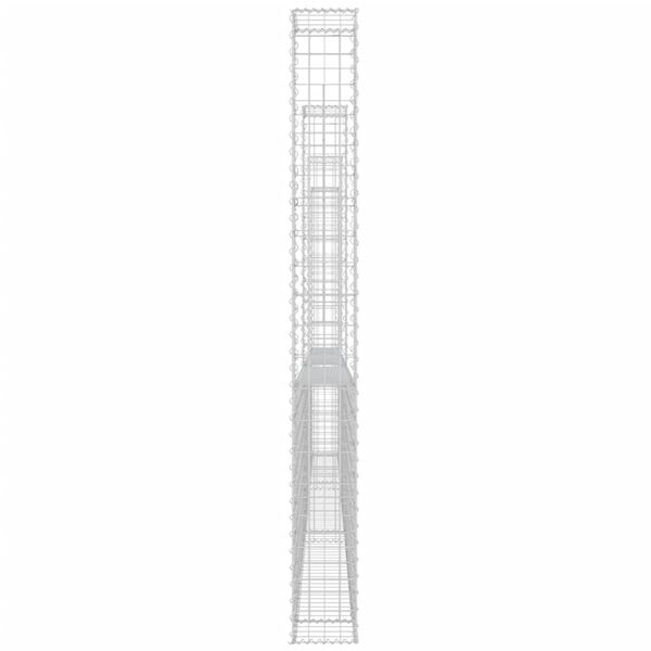 vidaXL U-shape Gabion Basket with 4 Posts Iron 380x20x200 cm