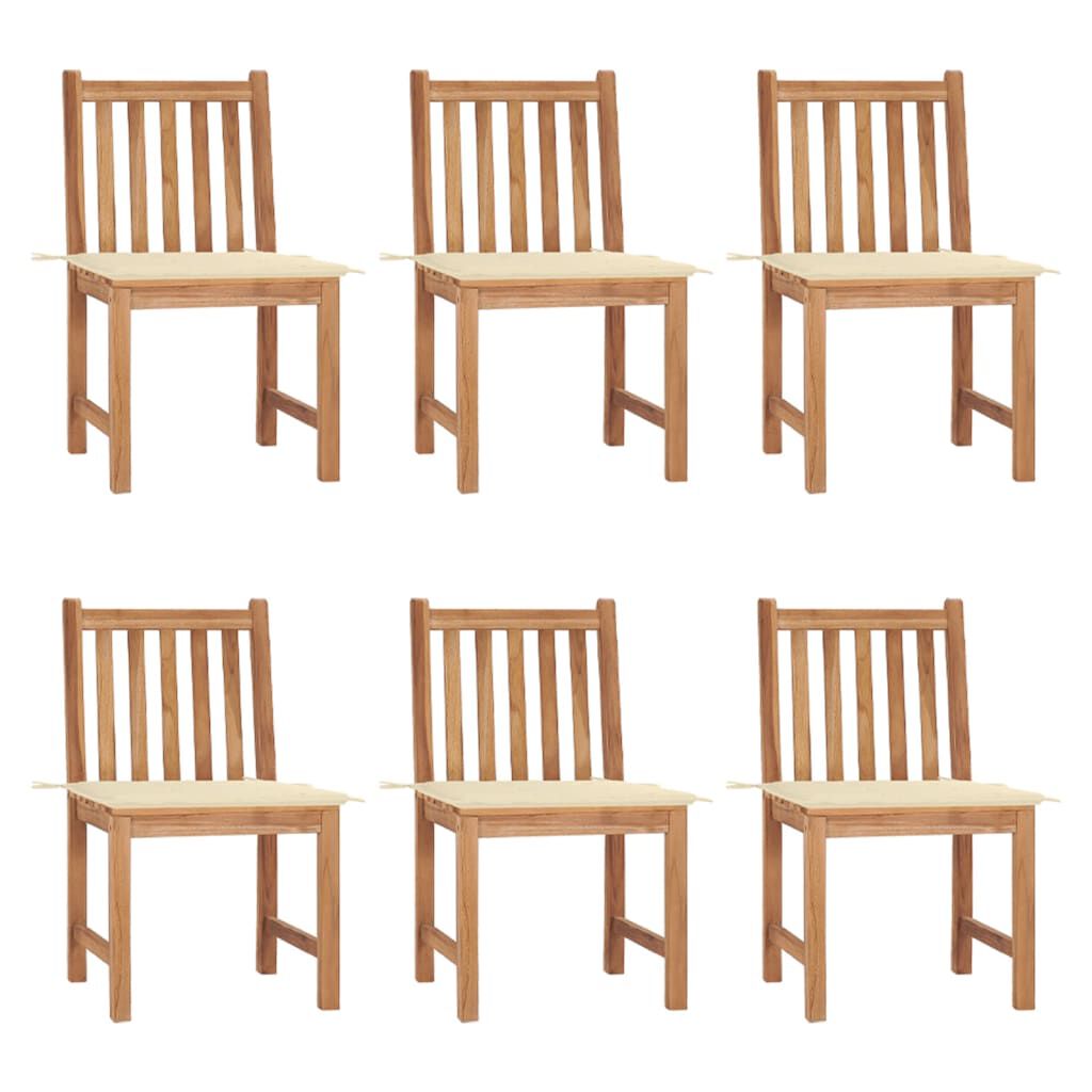 vidaXL Garden Chairs 6 pcs with Cushions Solid Teak Wood