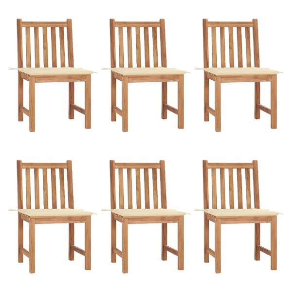 vidaXL Garden Chairs 6 pcs with Cushions Solid Teak Wood