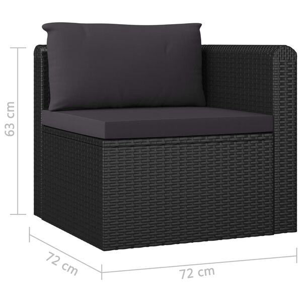 vidaXL 7 Piece Garden Lounge Set with Cushions Poly Rattan Black