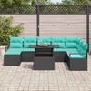 vidaXL Garden Sofa Set with Storage 9 pcs Black Poly rattan