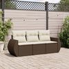 vidaXL 3 Piece Garden Sofa Set with Cushions Brown Poly Rattan