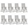 vidaXL Garden Reclining Chairs with Cushions 8 pcs Grey Solid Wood Acacia