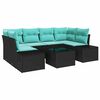 vidaXL Sofa Set with Cushion 7 pcs Black Poly Rattan