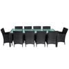vidaXL 11 Piece Outdoor Dining Set with Cushions Poly Rattan Black