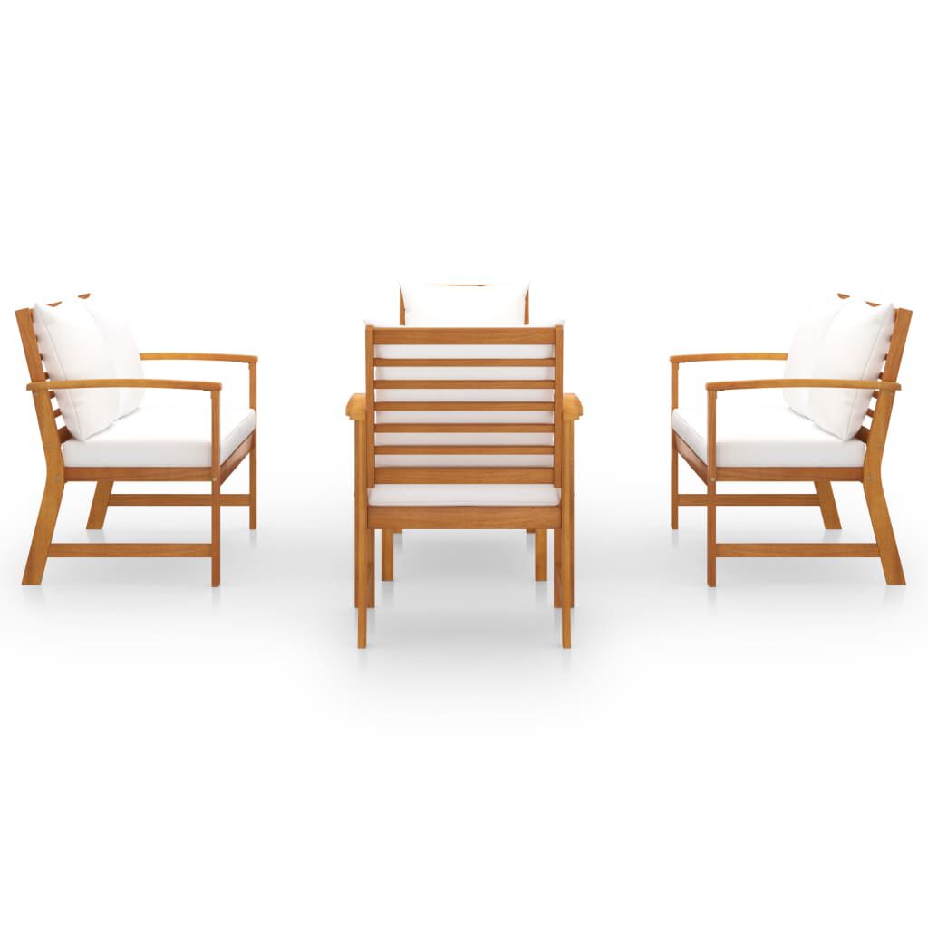vidaXL 5 Piece Garden Lounge Set with Cushion Solid Acacia Wood