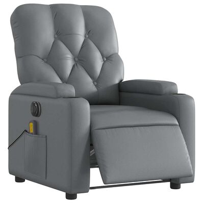 vidaXL Electric Massage Recliner Chair Grey Faux Leather