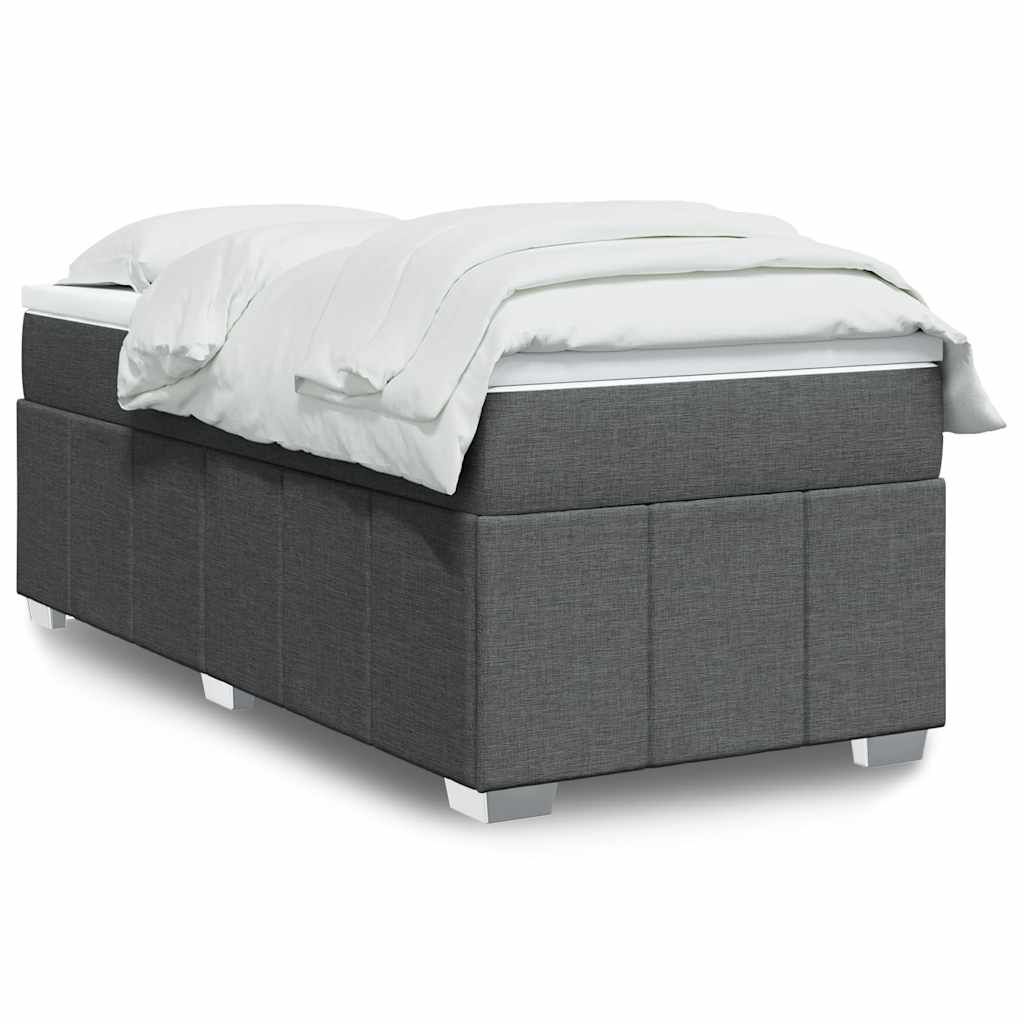 vidaXL Box Spring Bed with Mattress Dark Grey Twin XL Fabric