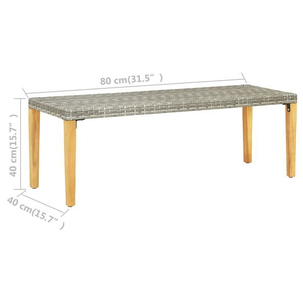 vidaXL Garden Bench 80 cm Poly Rattan Grey
