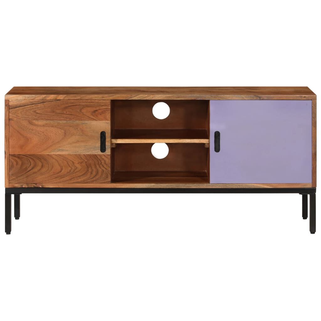 vidaXL TV Cabinet Honey Brown and Grey 110x30x50 cm Solid Wood Acacia