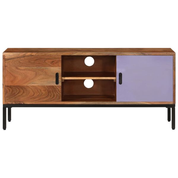 vidaXL TV Cabinet Honey Brown and Grey 110x30x50 cm Solid Wood Acacia