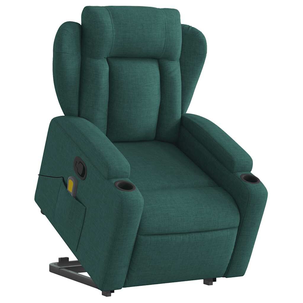 vidaXL Stand up Massage Recliner Chair Dark Green Fabric