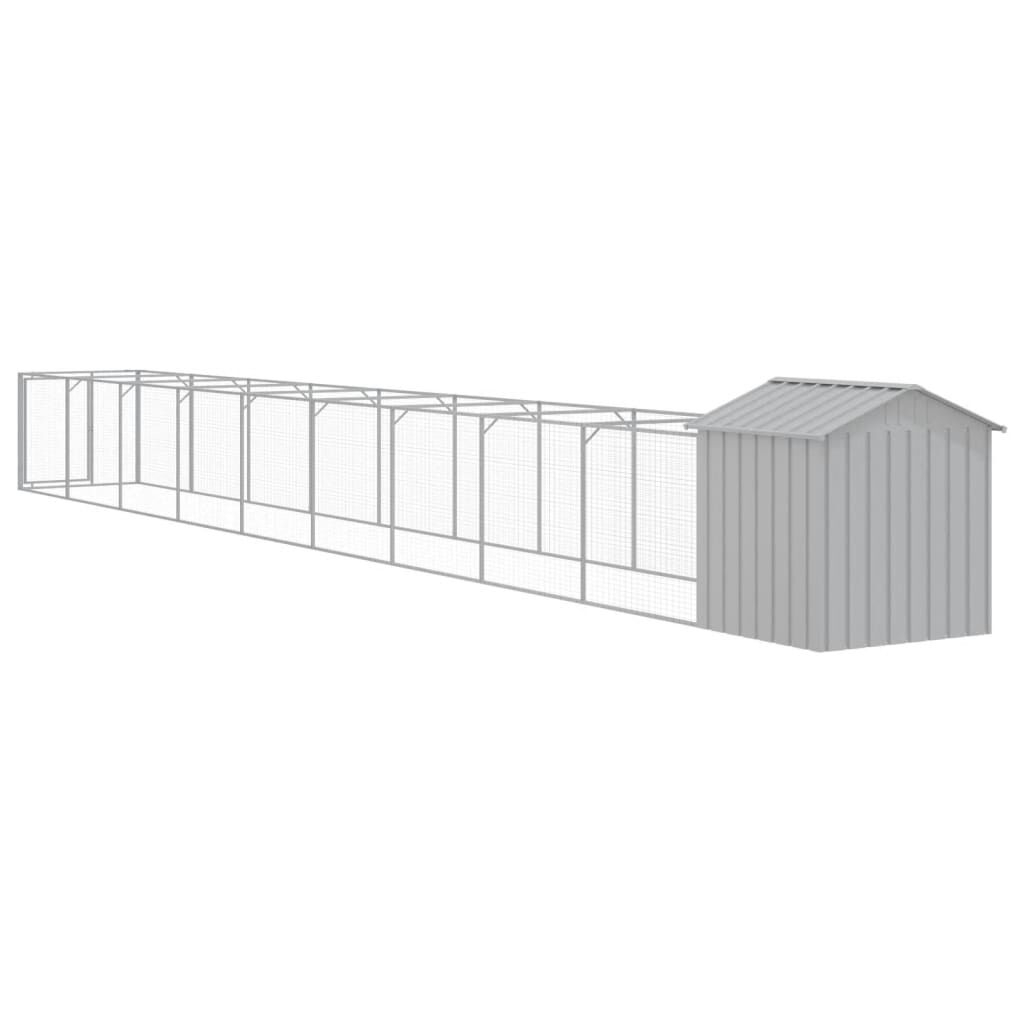 vidaXL Dog House with Roof Light Grey 117x1017x123 cm Galvanised Steel