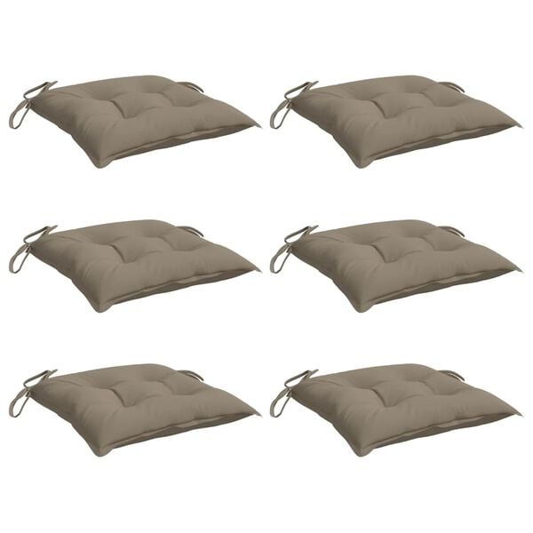 vidaXL Chair Cushions 6 pcs Taupe 40x40x7 cm Oxford Fabric