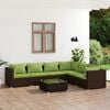 vidaXL 7 Piece Garden Lounge Set with Cushions Poly Rattan Brown