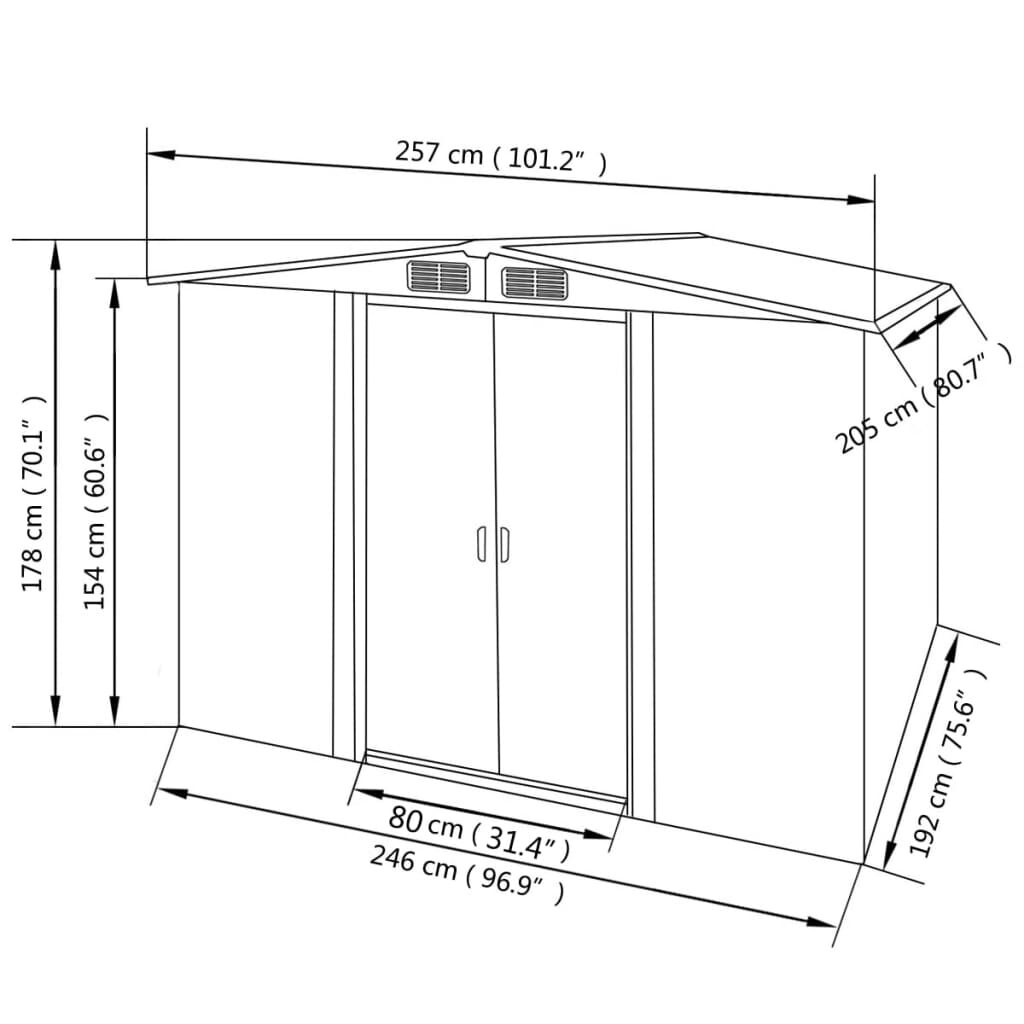 vidaXL Garden Storage Shed Green Metal 257x205x178 cm