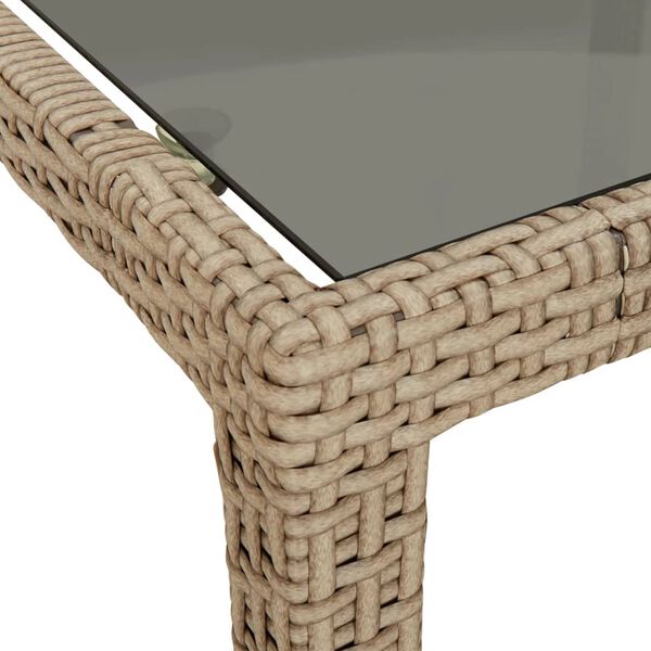 vidaXL Garden Table Beige 250x100x75 cm Tempered Glass and Poly Rattan