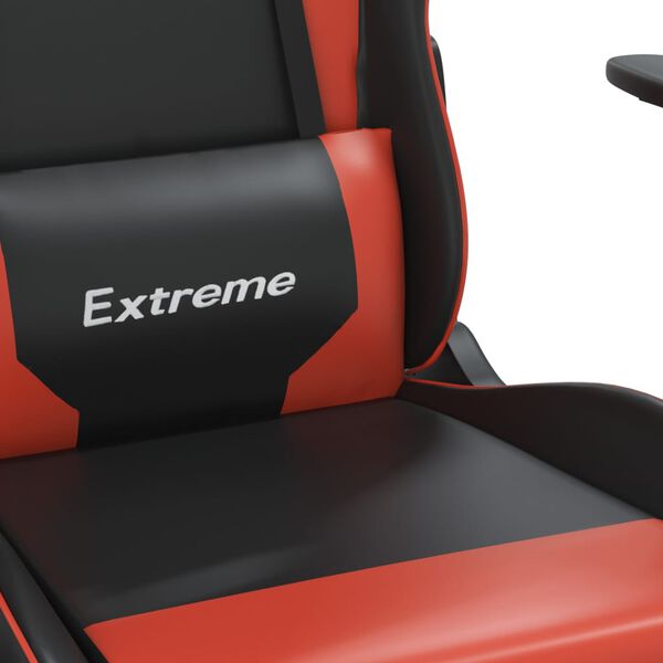 vidaXL Gaming Chair with Footrest Black and Red Faux Leather