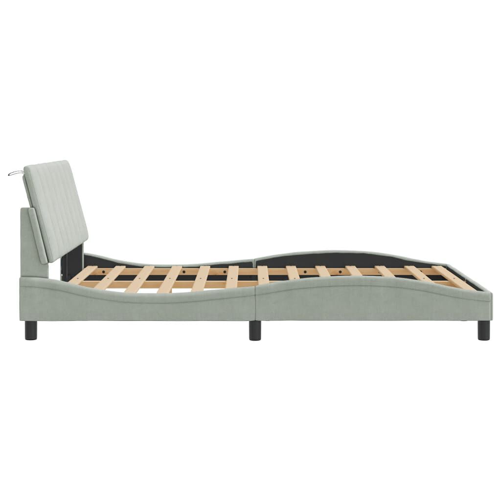 vidaXL Bed Frame with LED without Mattress Light Grey 137x190 cm Velvet