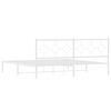 vidaXL Metal Bed Frame without Mattress with Headboard White 193x203cm