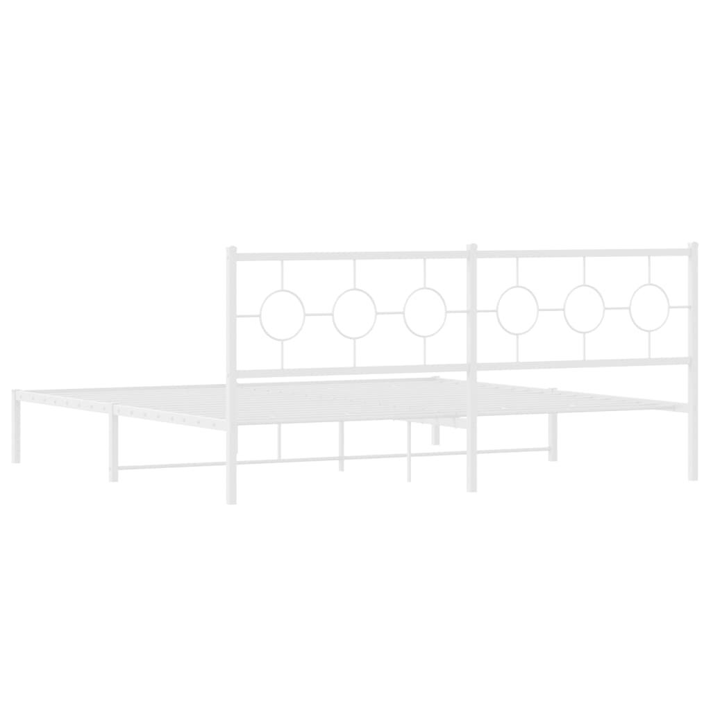vidaXL Metal Bed Frame without Mattress with Headboard White 193x203cm