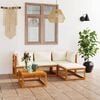 vidaXL 5 Piece Garden Lounge Set with Cushion Cream Solid Acacia Wood