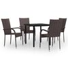 vidaXL 5 Piece Outdoor Dining Set Brown and Black