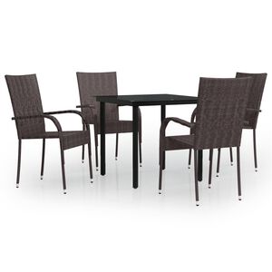 vidaXL 5 Piece Outdoor Dining Set Brown and Black